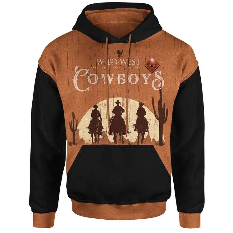 Men's Outdoor Vintage Western Cowboys Hooded Sweatshirt