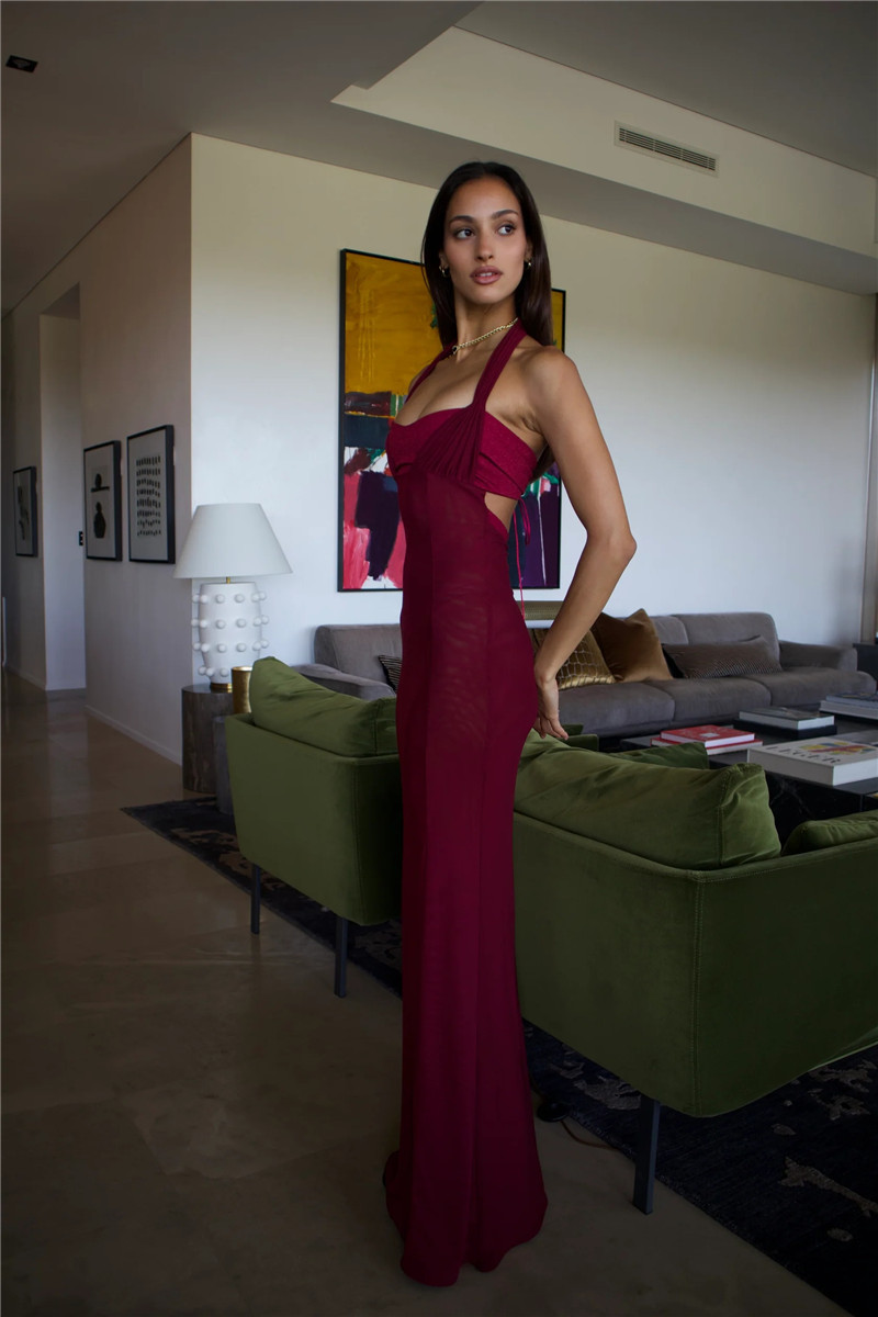 Ootddress Elegant Backless Sexy Maxi Dress For Women Fashion Lace-up Sleeveless Bodycon Club Party Evening Long Dress New