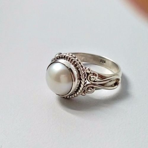 Dazzling 925 Sterling Silver Natural Gemstone Pearl Diamond Ring Bride Wedding Engagement Beautiful Jewelry Size 5 6 7 8 9 10 11