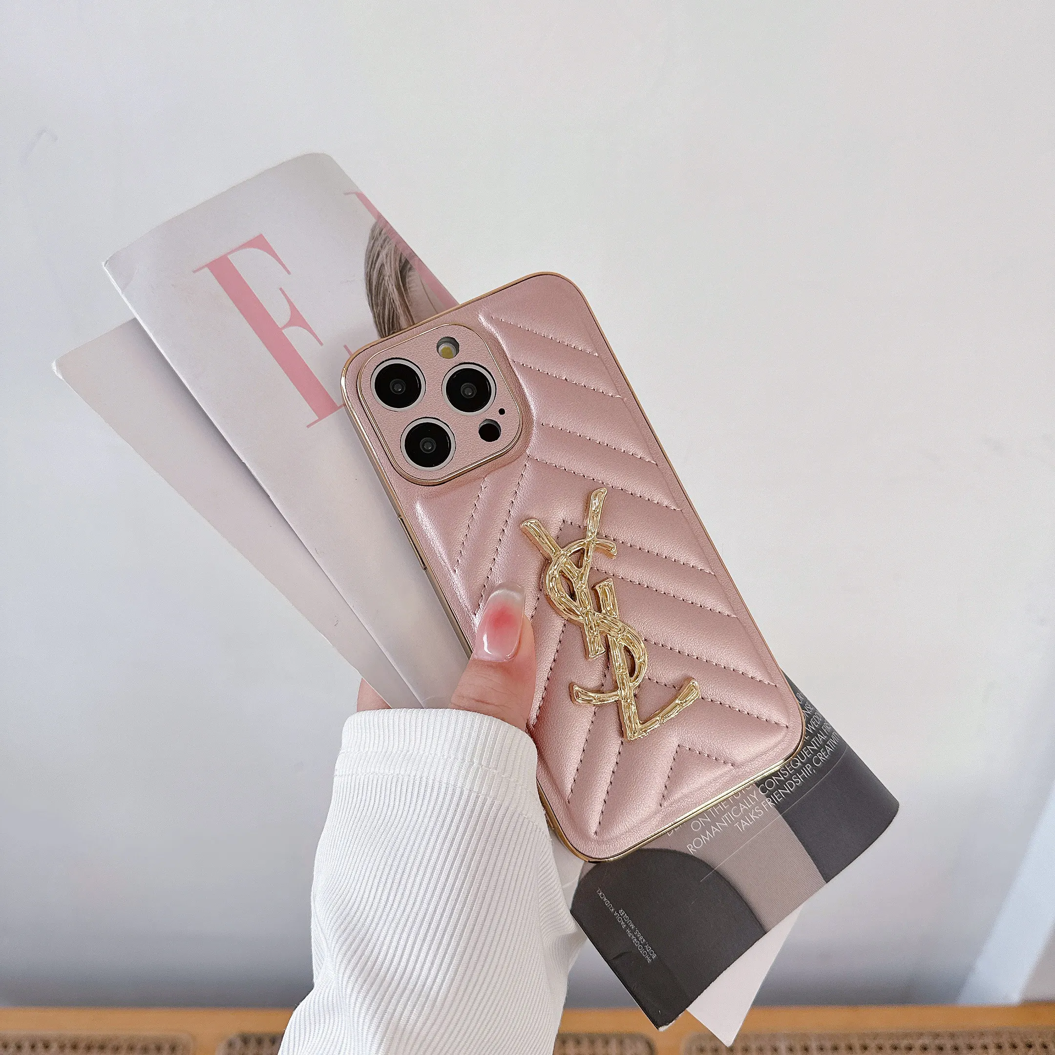 YSL Luxury Loulou In Quilted Leather Electroplating Apple iPhone Case