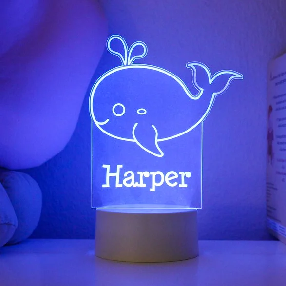 Personalized Whale Night Light Custom Name Gifts for Kids