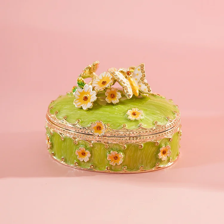 Luxurious Sakura Butterfly Enamel Ring Jewelry Box