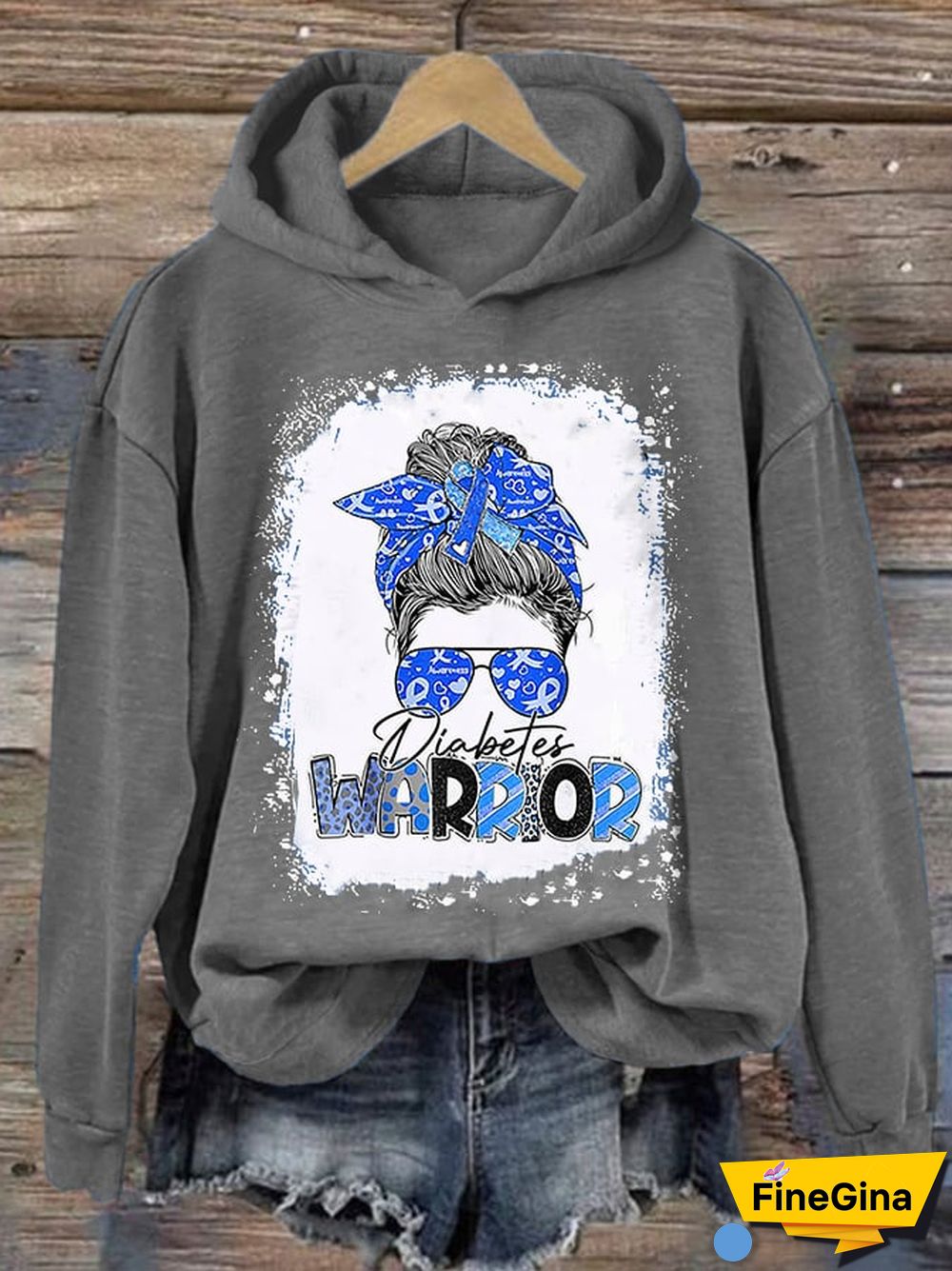 Women's Diabetes Warrior Awareness Print Casual Hoodie