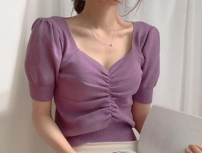 Thin Summer Top Sexy T Shirt Women  Elasticity T-Shirt Korean Style Woman Clothes Slim Tshirt Female Casual short Sleeve Tops