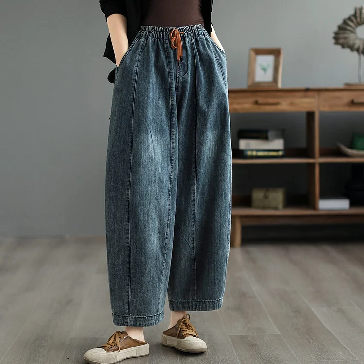 Women Spring Retro Loose Casual Jeans