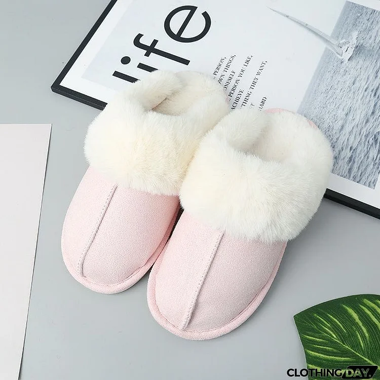 Faux Suede Center Seam Slippers