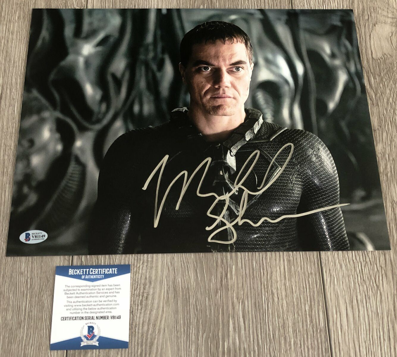 MICHAEL SHANNON SIGNED MAN OF STEEL ZOD 11x14 Photo Poster painting wEXACT PROOF BECKETT BAS COA