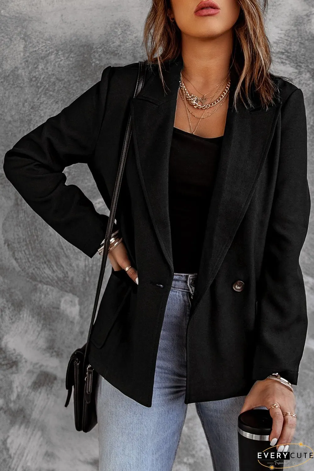Solid Color Long Sleeve Blazer