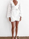 Hollow Lace-Up Long Sleeves Mini Dresses