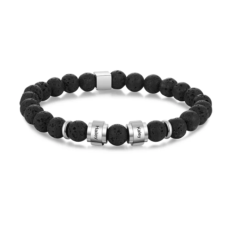 2 Names-Personalized Men's Beaded Bracelet Name Bracelet, Custom Men Bracelet Gift Dad/Father Gift