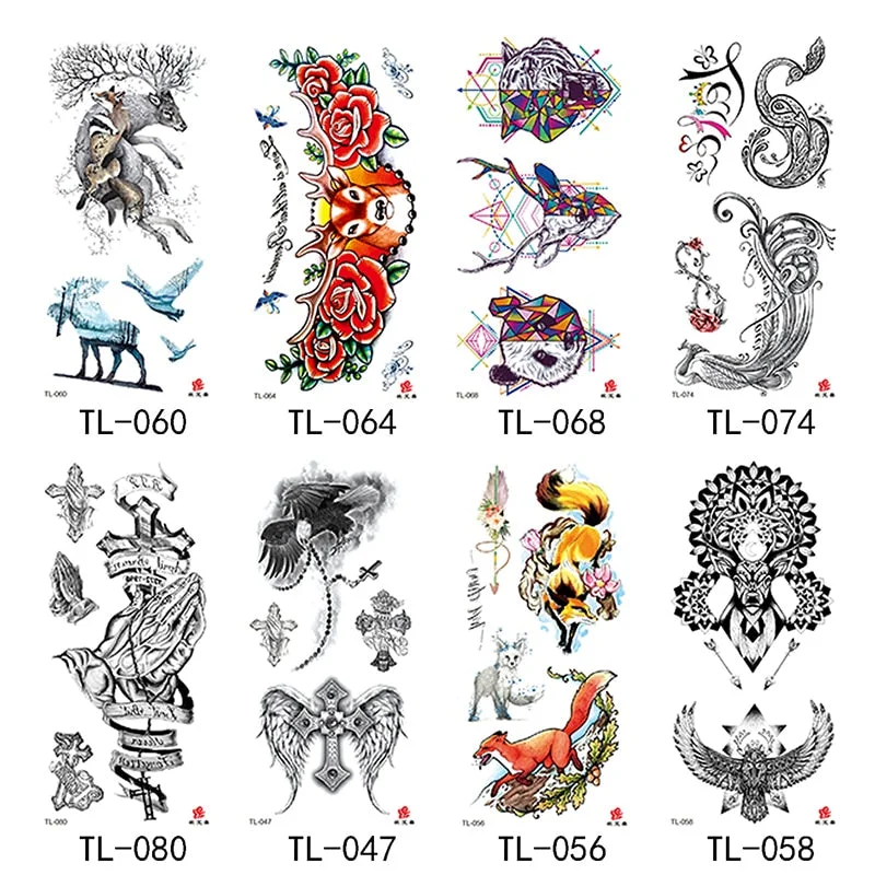 Flower arm waterproof tattoo stickers half arm painted animal durable waterproof European and American temporary tattoo stickers