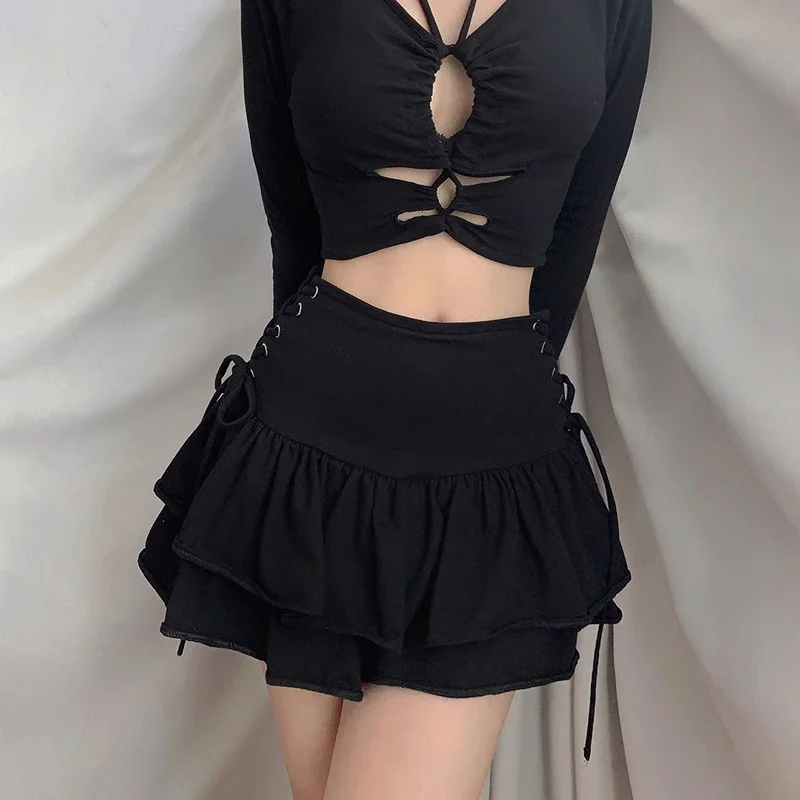 Slim Fitting Side Waist Strap Skirt