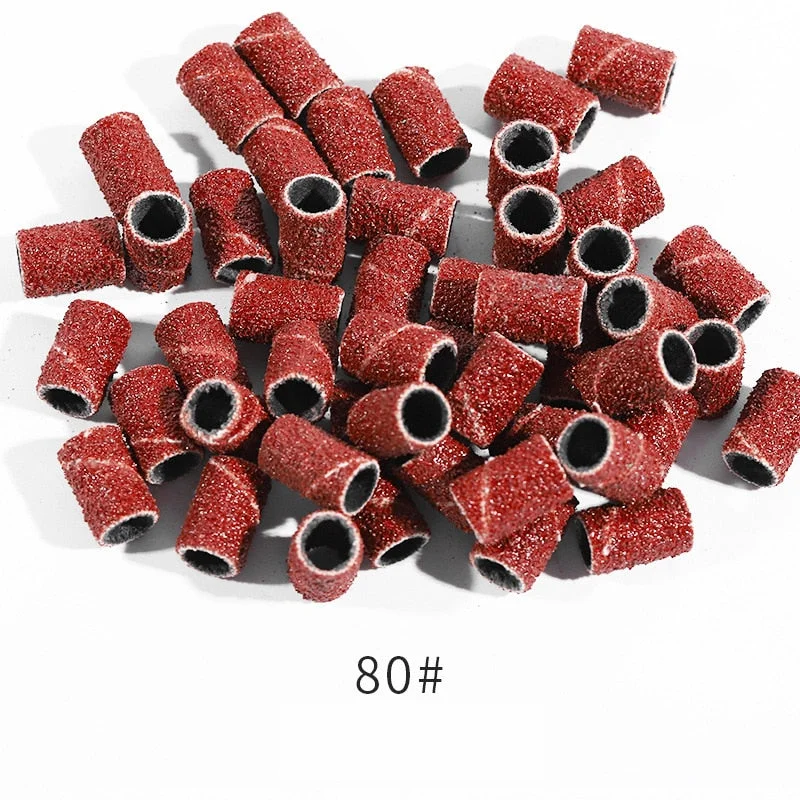 100pcs Electric Drill Sand Brands for Grinding Removal Refillable Nail Art Sand Cutter for Manicure Pedicure Ring Bits