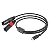 USB-C to Dual XLR 3Pin Cable Braided Type C to XLR Male Output Stereo Cord