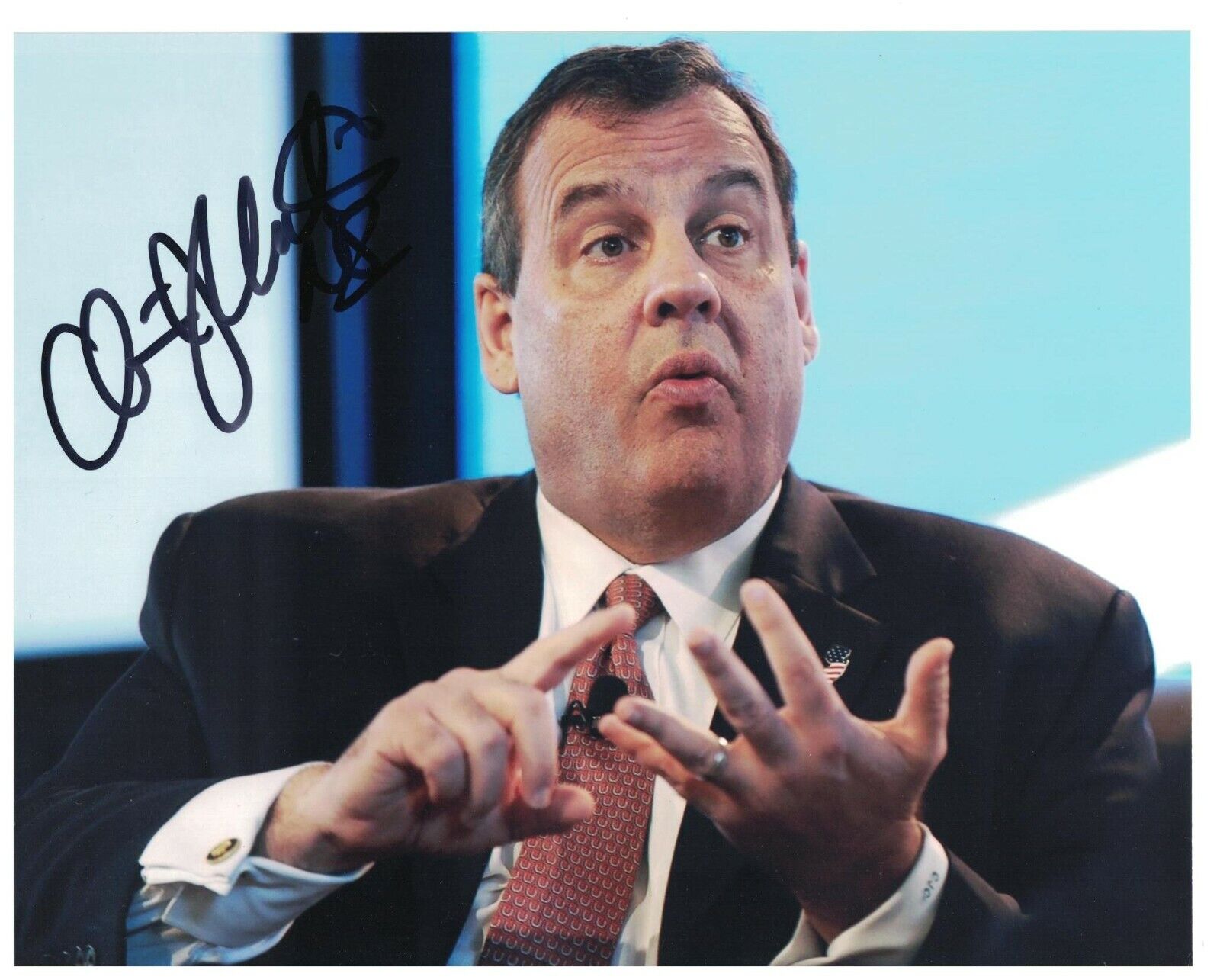 Chris Christie Signed Autographed 8 x 10 Photo Poster painting NJ Governor Commentator A