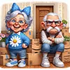 Happy Grandma And Angry Grandpa - Full Round Diamond Painting 40*40cm