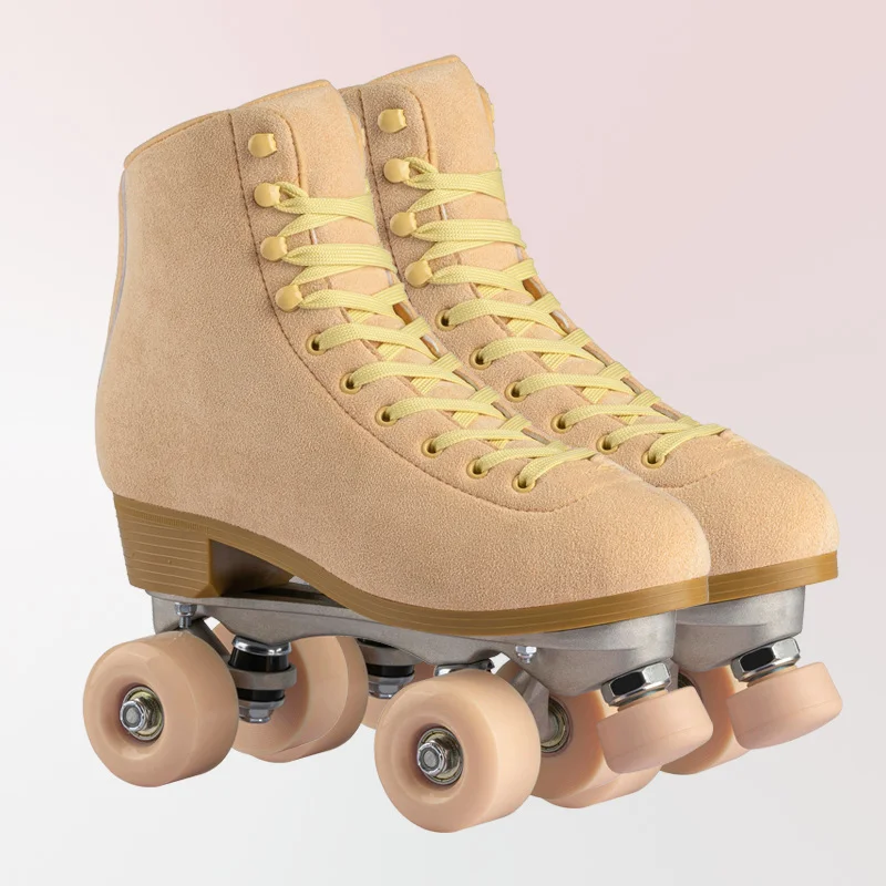 Yellow Suede Leather Roller Skates