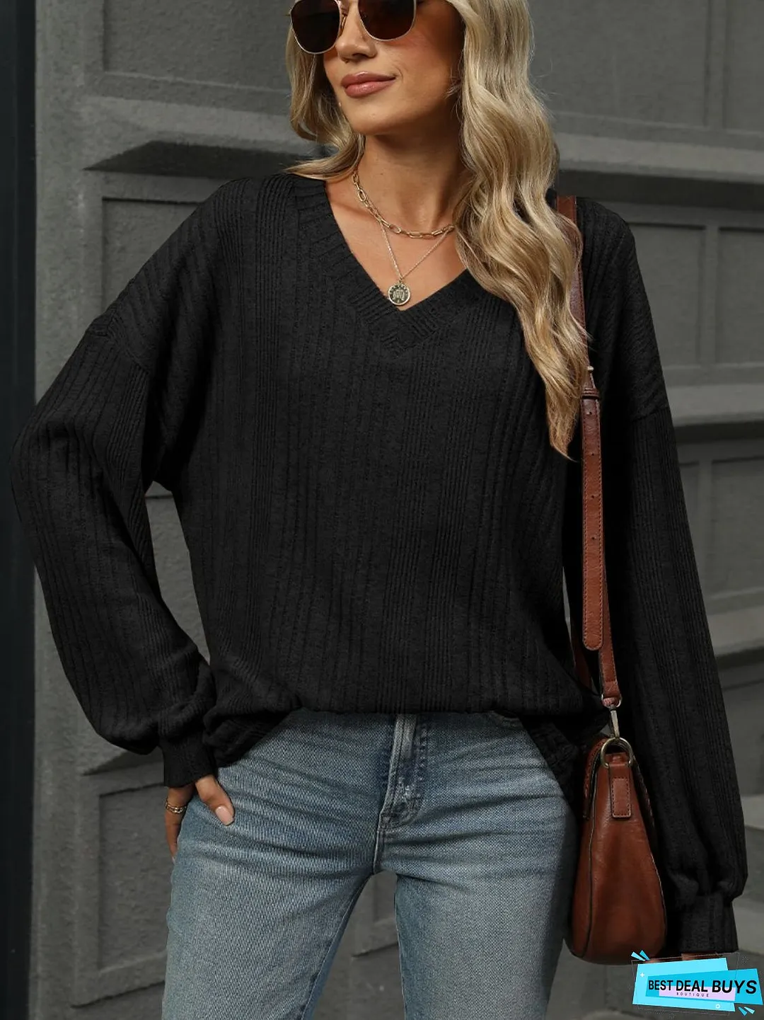 V-Neck Long Sleeve T-Shirt