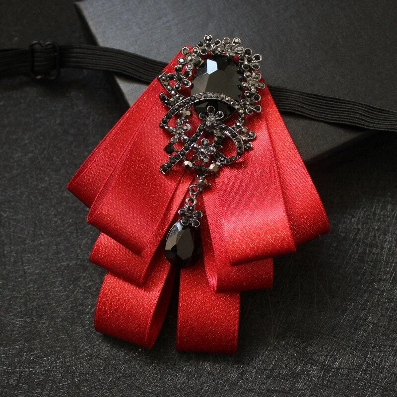 Luxury Black Rhinestone Handmade Bow Tie Men's Wedding Groomsman High-end British Boy Business Suit Shirt Bowtie Set