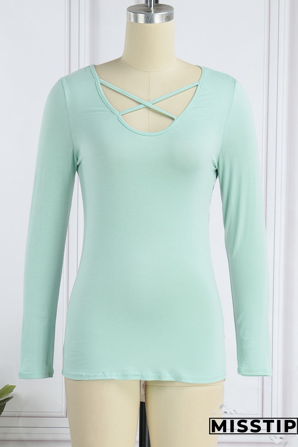 Grass Green Casual Print Patchwork Tops