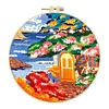 (Multi-Style) Scenery-DIY Embroidery Kit with Pattern Cotton Threads Needles Hoop 30*30cm/11.81*11.81in tapestrymarket