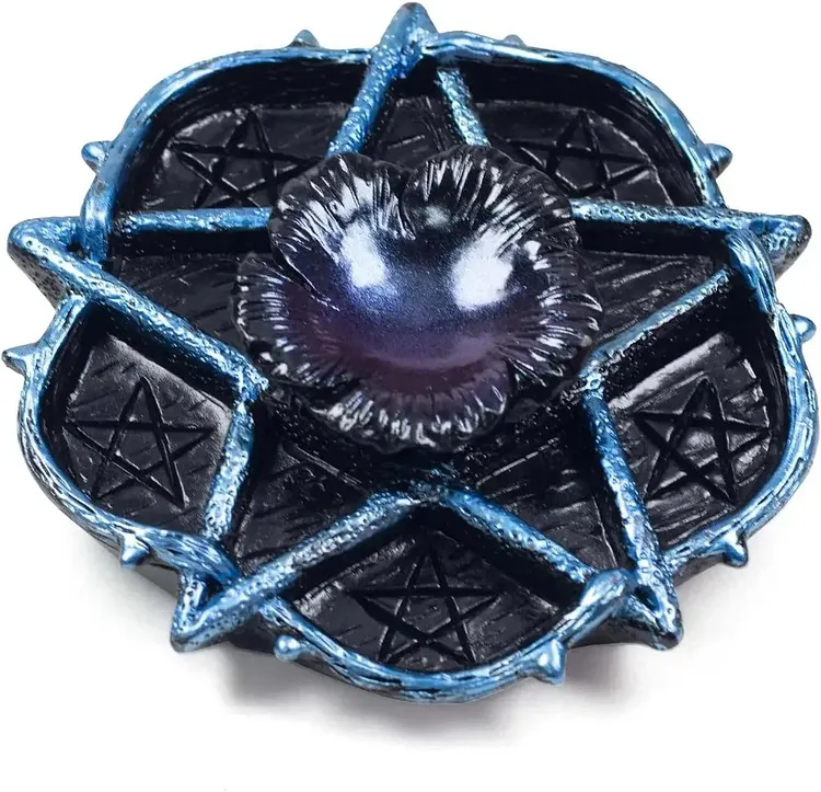 Resin Crystal Ball/ Candle Display Stand with Pentacle Altar Plate (3 Colors)
