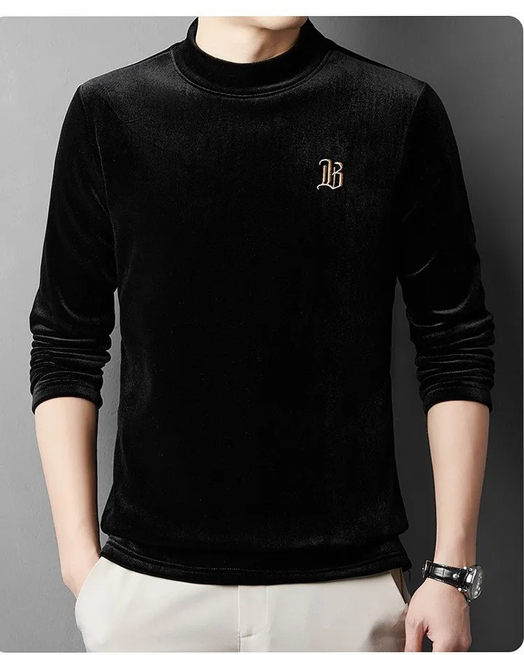 Men's Fleece Lined Mock Neck Sweater