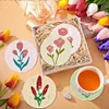 8pcs/set Diamond Painting Bouquet Coaster Cup Cushion Home Decor