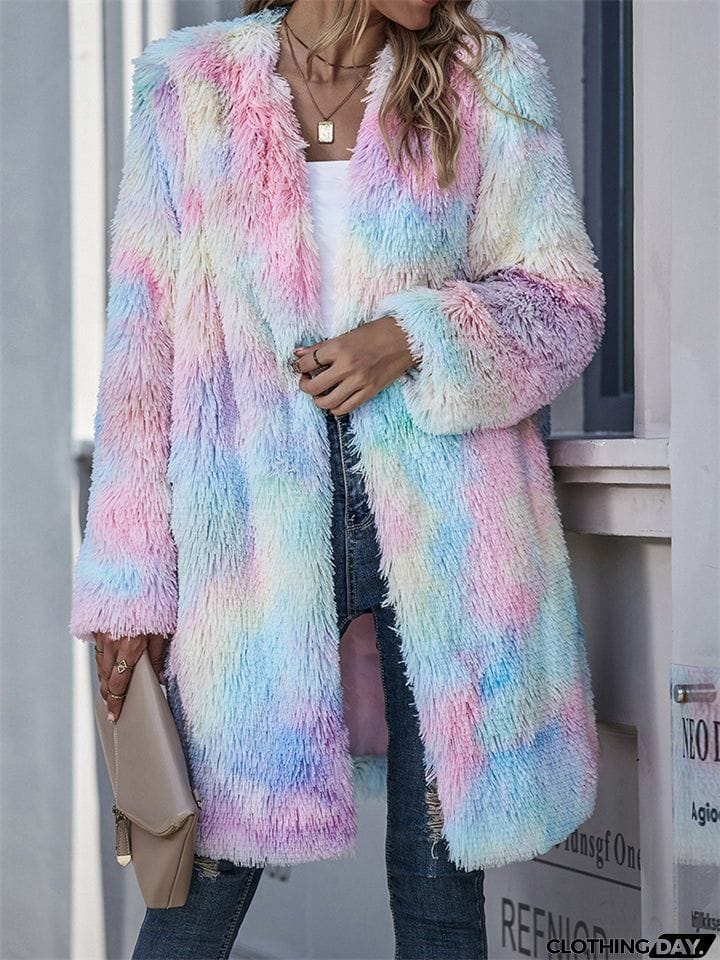 Women's Extra Warm Fleece Tie-Dye Colourful Winter Coats