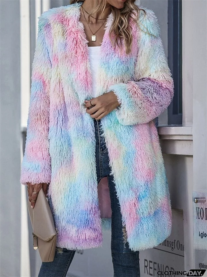 Women's Extra Warm Fleece Tie-Dye Colourful Winter Coats