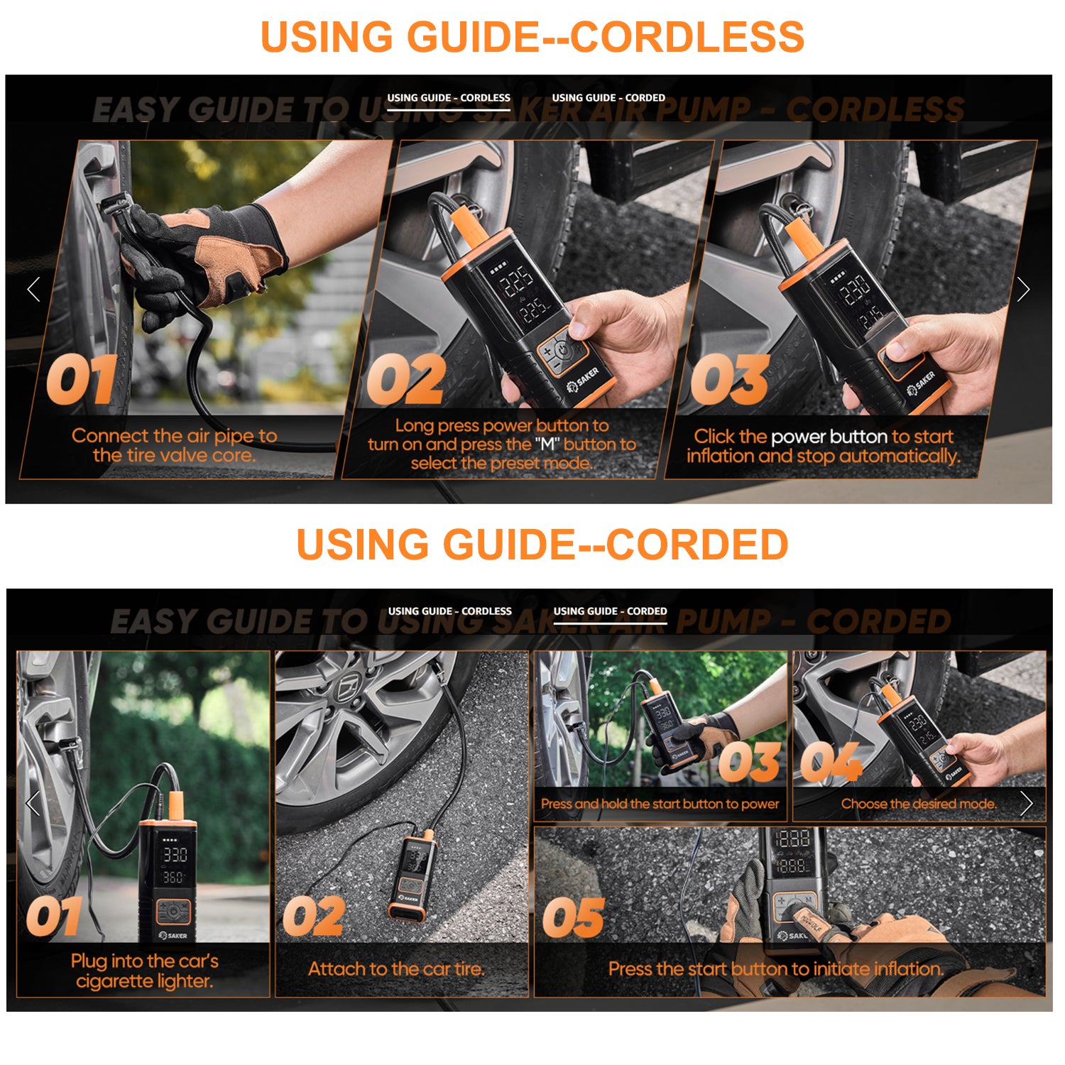 SAKER Tire Inflator Portable Air Compressor, Faster Portable Air Pump