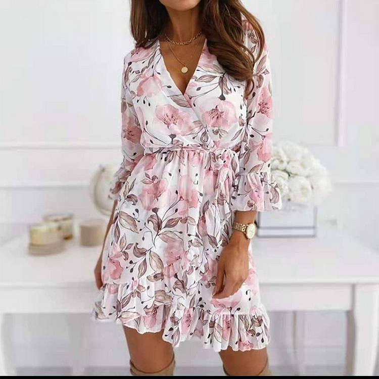 Fashion Ruffle Dress Floral Lace Dress