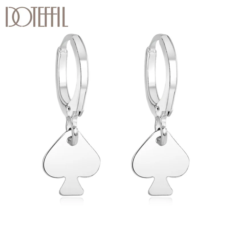 DOTEFFIL 925 Sterling Silver Heart Peach Pendant Earring For Women Jewelry