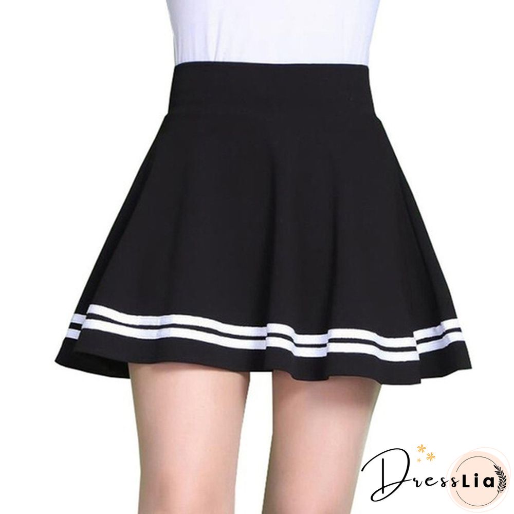 Summer Women Fashion Korean Version Style Pleated Skirt Solid Color High Waist Casual Mini School Skirt