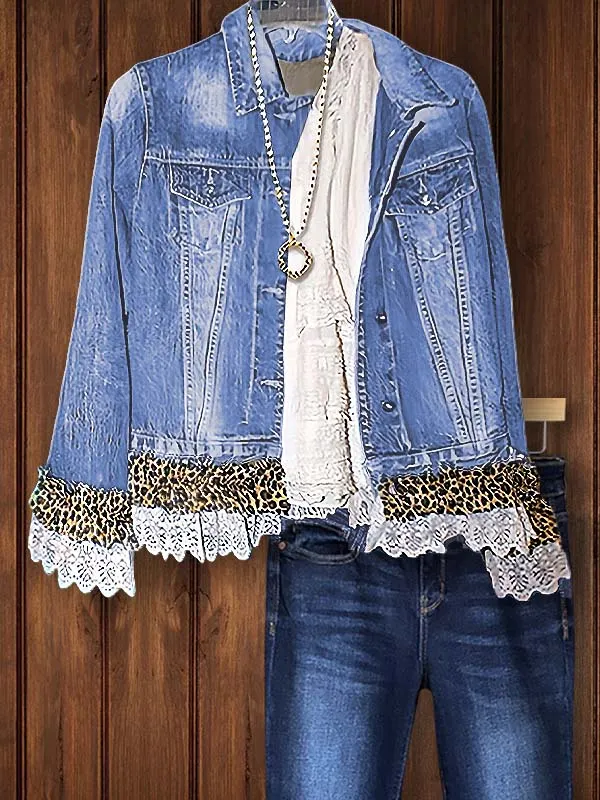 TYCELYN™ - Vintage Button Down Leopard Long Sleeve Jacket