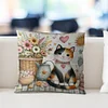 Flowers And Cats-11CT Stamped Cross Stitch Pillowcase 45*45cm