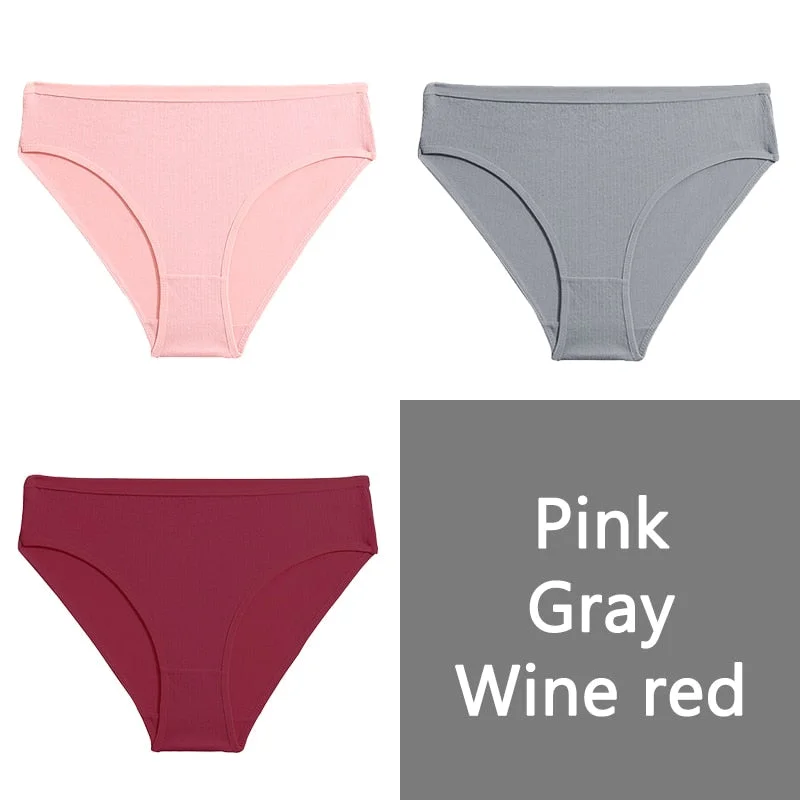FINETOO S-XL Cotton Panties Women Low-rise Briefs Underpants Ladies Comfortable Underwear Fashion Jacquard Panty Lingerie 3Pcs