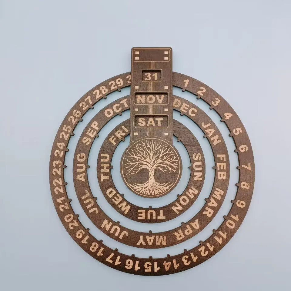 Cyclendar Circular Corflute Wooden Rotating Circular Perpetual Calendar