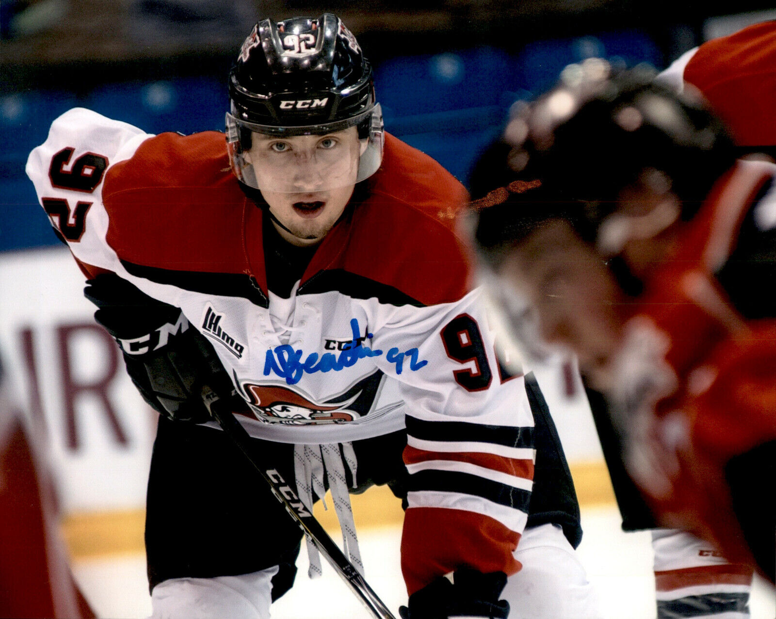 Nicolas Beaudin SIGNED 8x10 Photo Poster painting CHICAGO BLACKHAWKS - DAMAGED