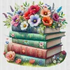 Flowers And Book - 11CT Stamped Cross Stitch - 50*50cm