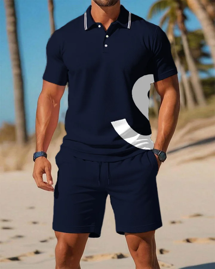 Men's New Trendy British Style POLO Shirt Suit