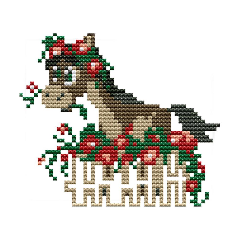 

Pony In Flowers - 14CT Stamped Cross Stitch - 14*13cm, 501 Original