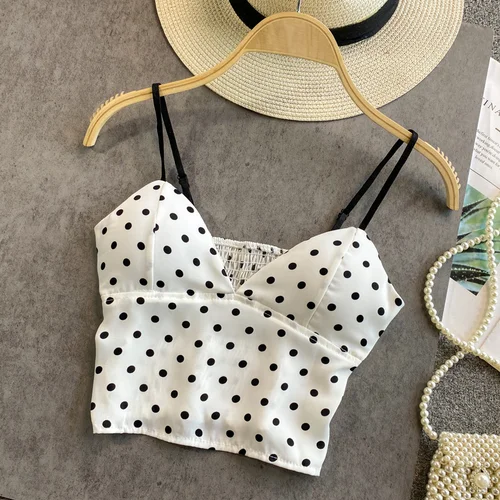 Zebra Spagetti Strap Woman Crop Top Women Bra Binder Chest Tank Tops Women Corset Sexy Femme Polka Dot Camisole Dropshipping