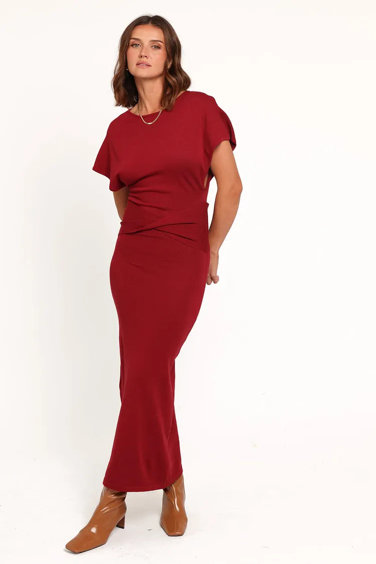 Carlina Midi Dress - Burgundy