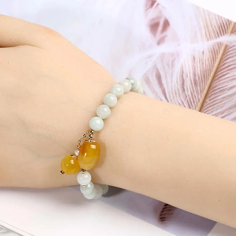 Natural White Jade Agate Protection Bracelet