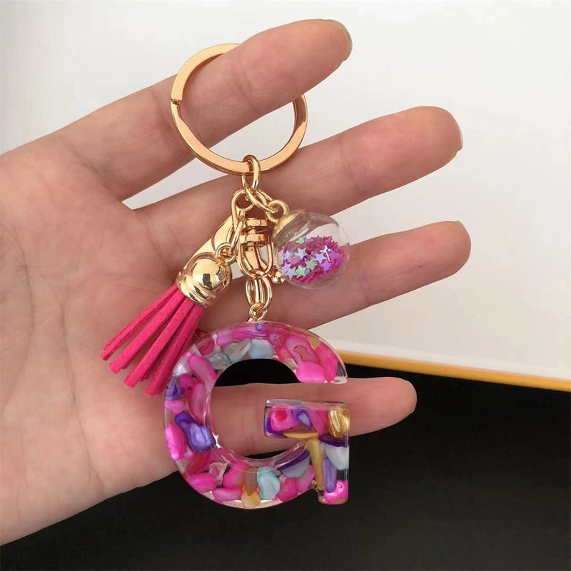 Minimalist Commute Letter Resin Unisex Bag Pendant Keychain