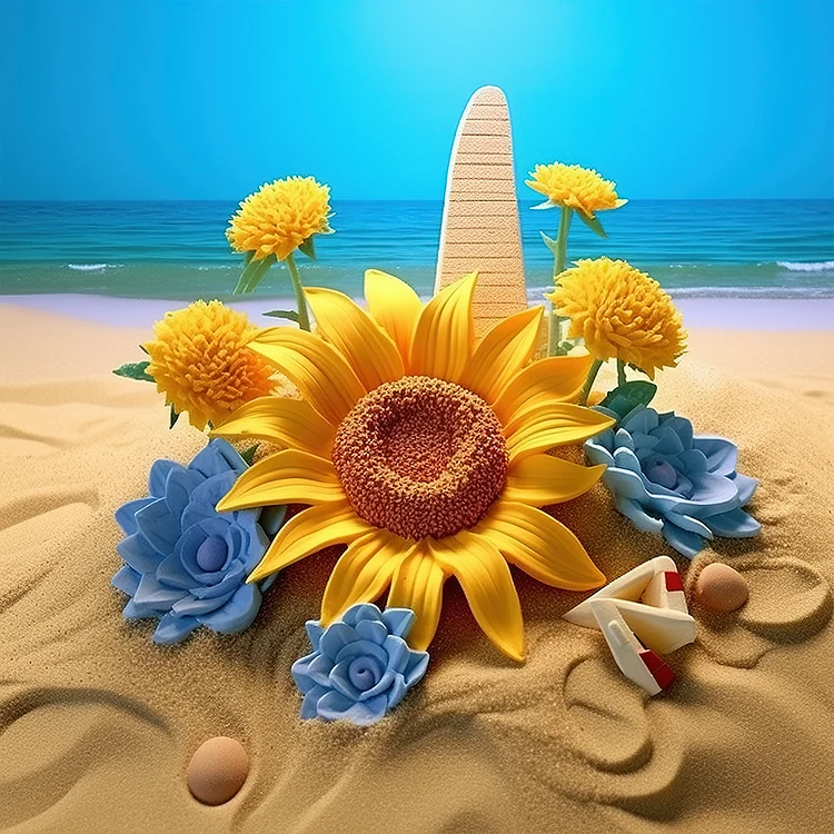 Beach Sunflowers Diamond Painting 