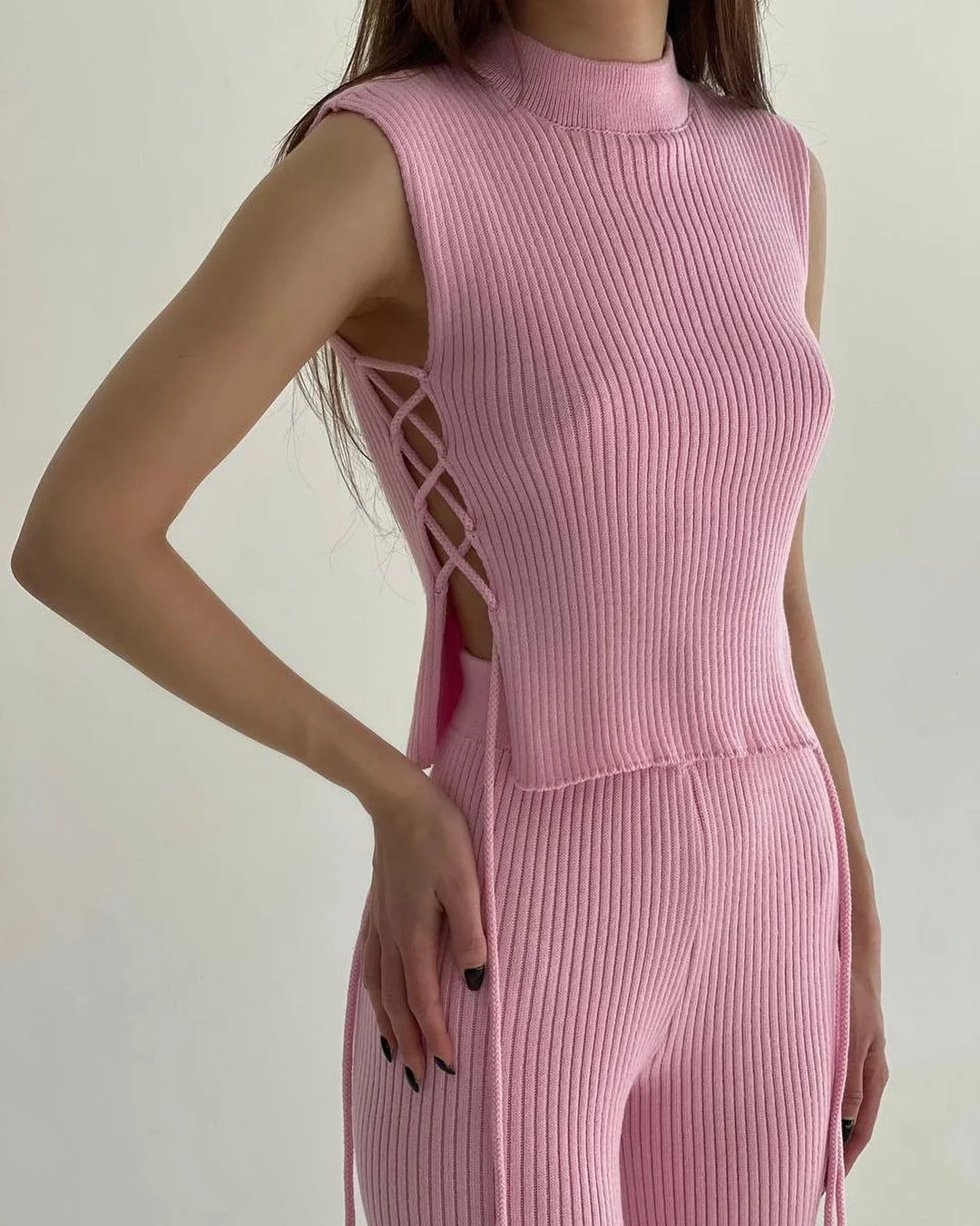 Nigikala Nigikala New Sexy Knitted Vest Trousers Fashion Suit Woman