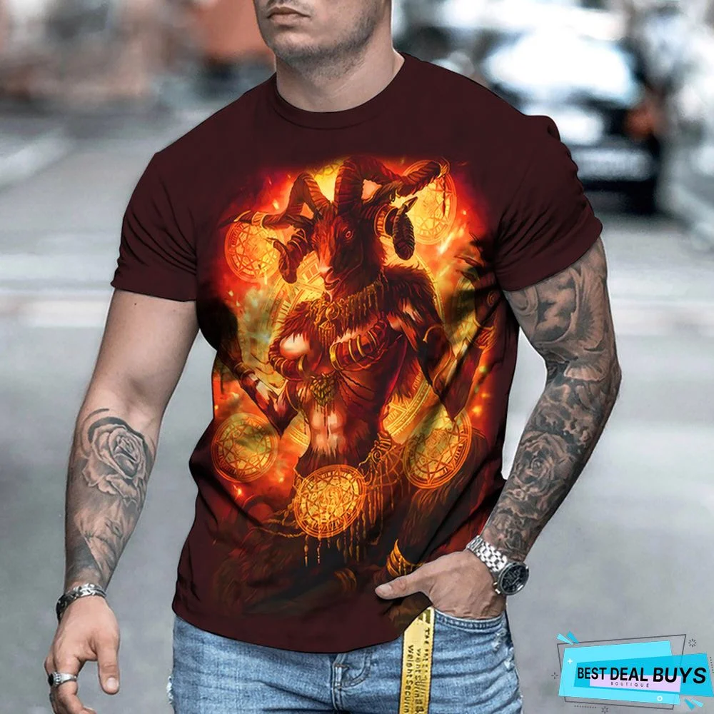 Men's Fashion Animal Series Printed Round Neck Short Sleeve T-Shirt