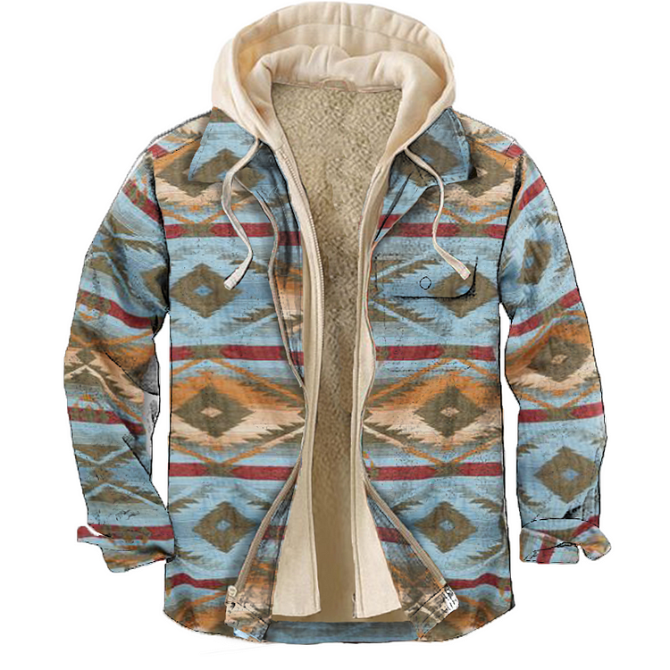 Men's Vintage Ethnic Pattern Fleece Jacket